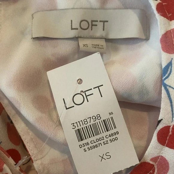 NWT Ann Taylor Loft Cherry Balloon Sleeve Swing Dress Womens Size XS (276) - Picture 4 of 5